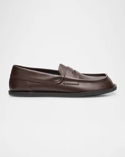 MOSCHINO MEN'S LEATHER MOC-TOE PENNY LOAFERS