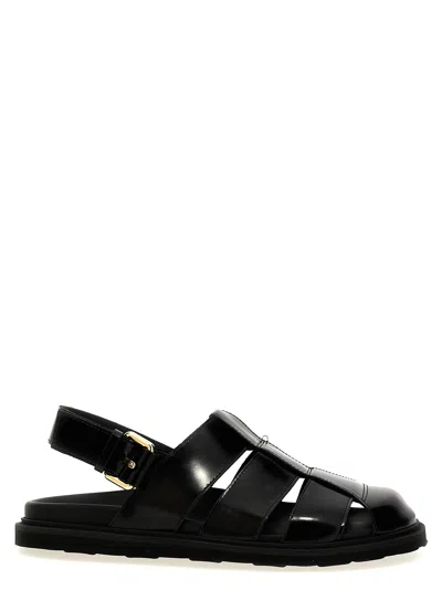 Moschino Men Leather Sandals In Black
