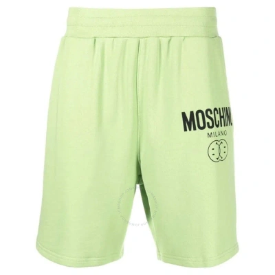 Moschino Men's Light Green Logo-print Organic-cotton Shorts