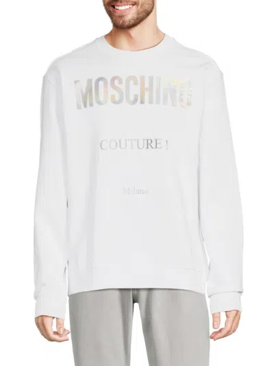 Moschino Men's Logo Crewneck Sweatshirt In White