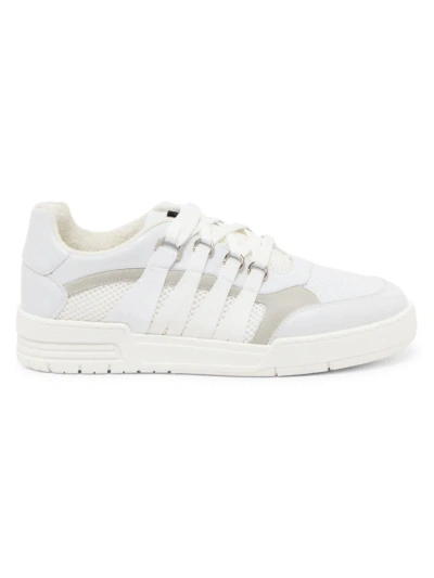 Moschino Men's Streetball Mesh, Calfskin & Split Leather Sneakers In White Tan