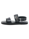 Moschino Men's Logo-engraved Buckle Leather Sandals In Black