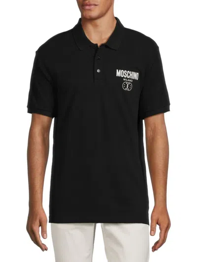 Moschino Men's Logo Polo In Black