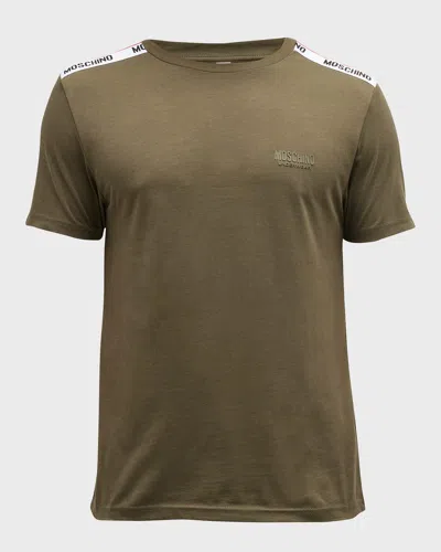 Moschino Men's Logo-tape Crew T-shirt In Green