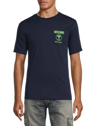 Moschino Short Sleeve T-shirt With Graphic Print In Blue