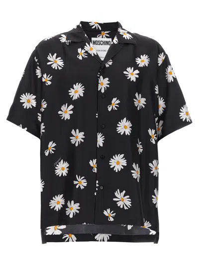 Moschino Floral Print Short Sleeve Shirt In Black