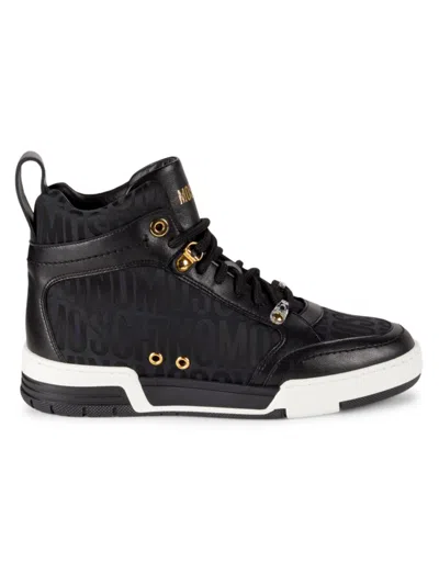Moschino Streetball Canvas High-top Sneaker In Black