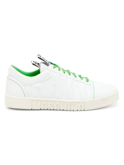 Moschino Men's  Mixed-material Sneakers In White Green