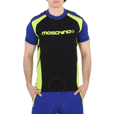 Moschino Men's Multicolor Colour-block Logo T-shirt In Black