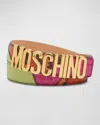 Moschino Men's Multicolor Patchwork Leather Belt In Multi