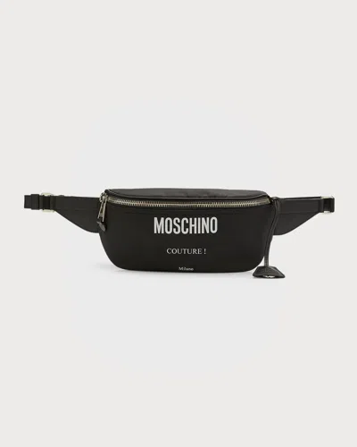 Moschino Men's Nylon Logo Belt Bag In Black Multi