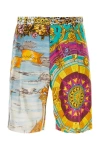 Moschino Graphic-print Silk Shorts In Multicolor