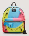 Moschino Men's Projection Print Nylon Multi-zip Backpack In Multi