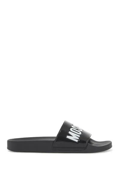 MOSCHINO MOSCHINO MEN'S RUBBER SLIDES WITH LOGO BRANDING
