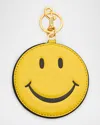 Moschino Men's Soft Leather Happy Face Keychain In Multi