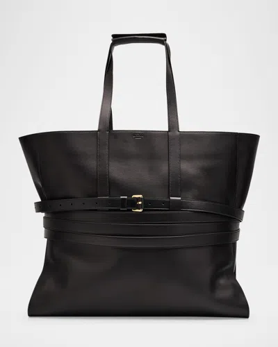 Moschino Men's Soft Leather Tote Bag In Black
