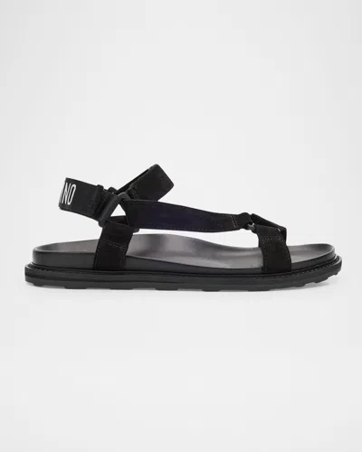 MOSCHINO MEN'S STRAPPY LEATHER SANDALS