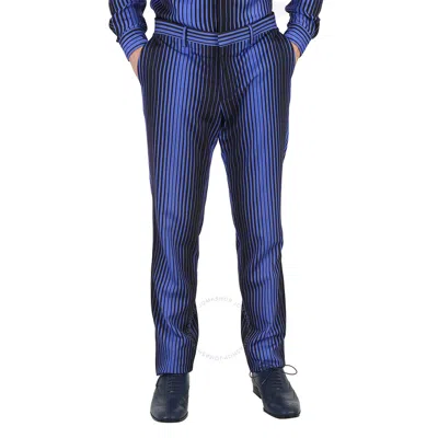 Moschino Men's Stripe Pattern Straight-leg Trouser In Purple/black