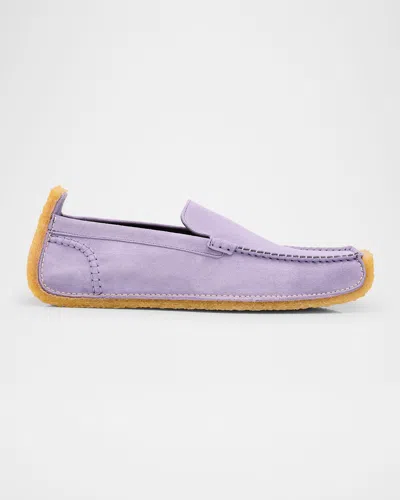 Moschino Men's Suede Moccasins In Fucsia