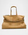 Moschino Men's Suede Tote Bag In Beige
