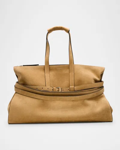 Moschino Men's Suede Tote Bag In Beige