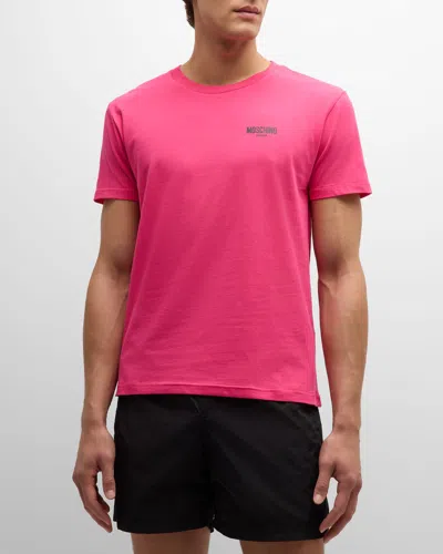 Moschino Men's Swim Logo T-shirt In Pink