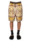 Moschino "teddy" Graphic Print Bermuda Shorts With Side Pockets In Multicolour