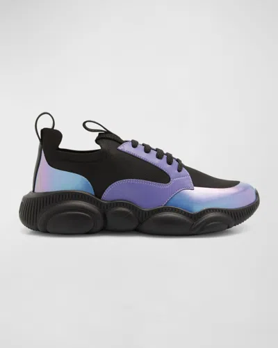 Moschino Men's Teddy Sole Stretch-knit Sneakers In Fantasy Color
