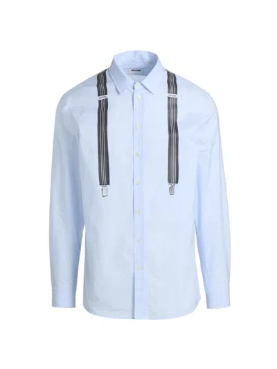 Moschino Button-down Shirt With Playful Suspenders Detail In White
