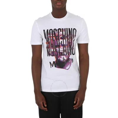 Moschino Glitch Effect Artwork Print T-shirt In White