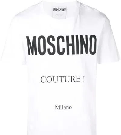 Moschino Men's White Logo Print Short Sleeve T-shirt