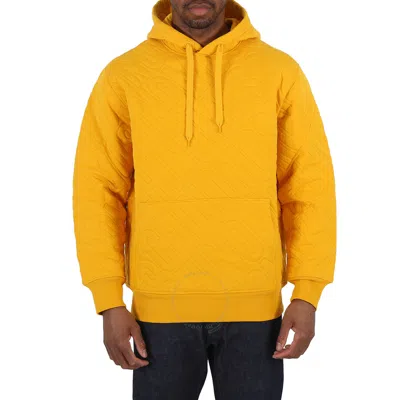 Moschino Men's Yellow All-over Logo Embroidered Hoodie