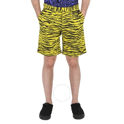 Moschino Men's Yellow Printed Stretch Cotton Shorts