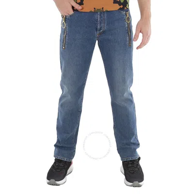 Moschino Men's Zip Detail Denim Jeans In Blue