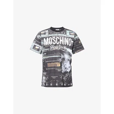 Moschino Mens Black Snoop Dogg Graphic-print Cotton T-shirt Xl