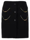 Moschino Skirt With Chain Embellishments And Scalloped Edges In Black