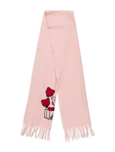 Pre-owned Moschino Merino Wool Printed Scarf In Pink
