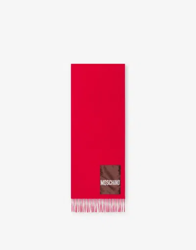 Moschino Merino Wool Scarf In Red