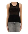 Moschino Logo Mesh Sleeveless Top In Black