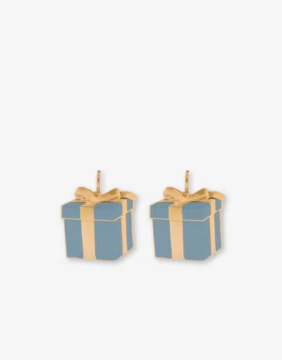 Moschino Metal Dangle Earrings In Blue