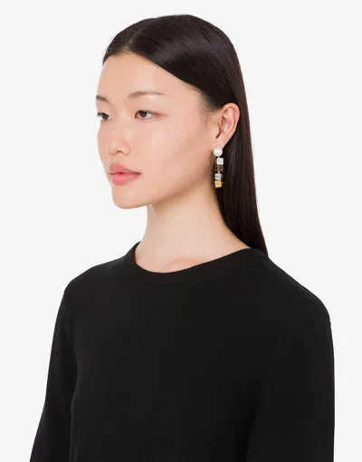 Moschino Metal Drop Earrings In Multi