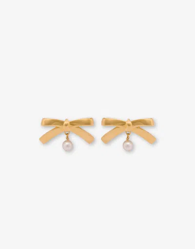 Moschino Metal Earrings With Pearl In Gold