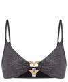 Moschino Glitter Metal Heart Bikini Top In Black