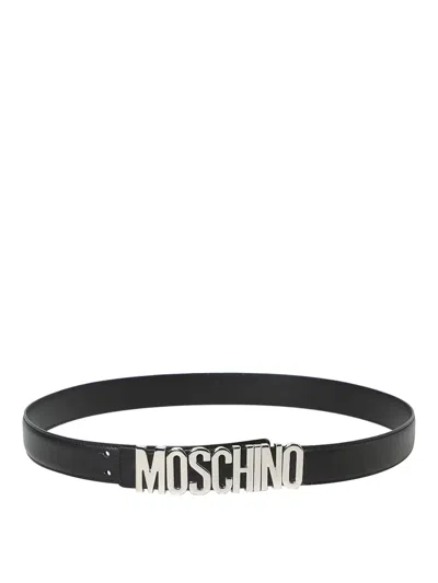 Moschino Metal Letter Belt In Black