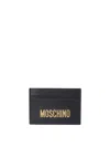 MOSCHINO METAL LOGO LETTERING LEATHER CARD HOLDER