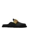 Moschino Men's Logo Leather Clog Slides In Black