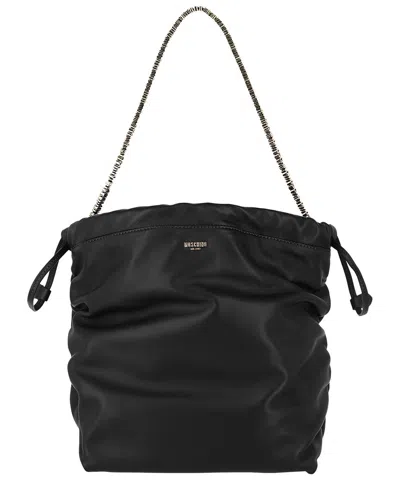Moschino Metal Logo Shoulder Bag In Black