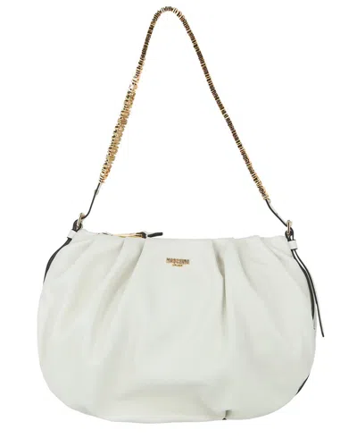 Moschino Metal Logo Shoulder Bag In White