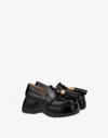 Moschino Tassel-charm Leather Loafers In Black