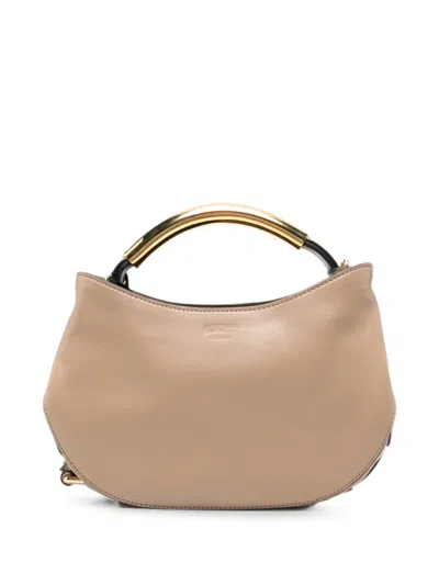 Moschino Metal-handle Tote Bag In Brown